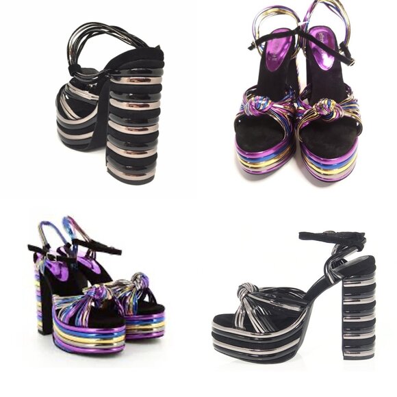 JEFFREY CAMPBELL Andrea Metallic Rainbow Disco Platform (RARE!) - Picture 5 of 16